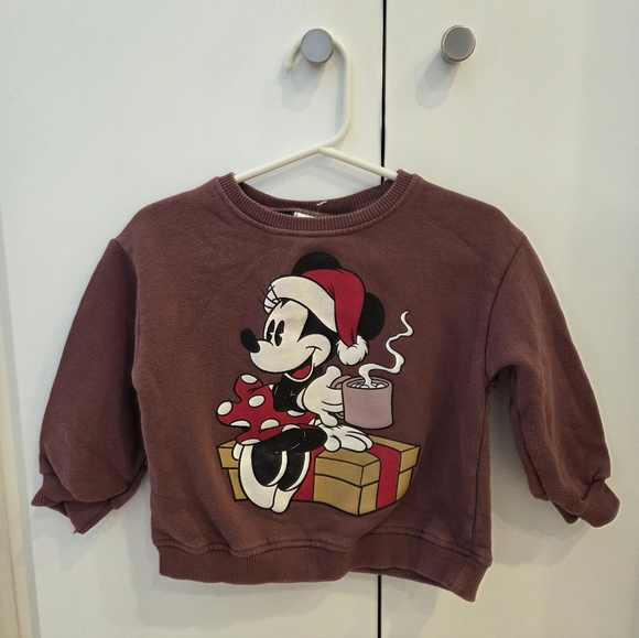 Zara Baby Minnie Mouse Burgundy Sweatshirt- 12-18 Months - Picture 3 of 5